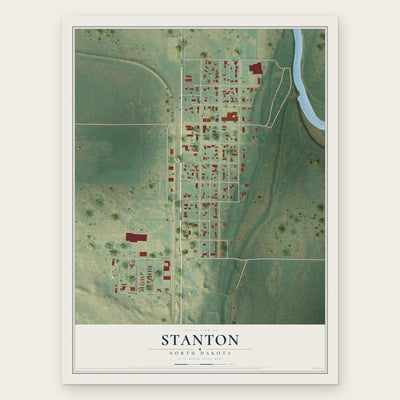 Stanton, North Dakota map print, the full design