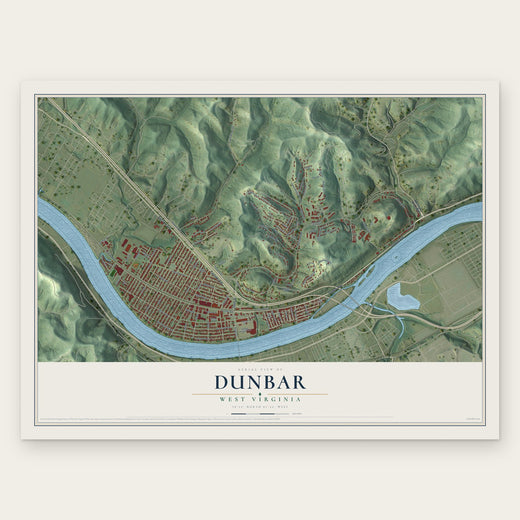 Dunbar, West Virginia map print, the full design