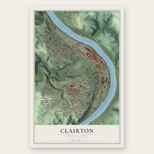 Clairton, Pennsylvania map print, the full design