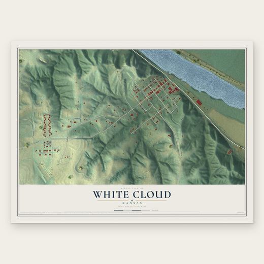 White Cloud, Kansas map print, the full design
