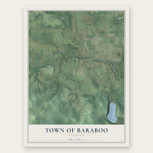 Town of Baraboo, Wisconsin map print, the full design