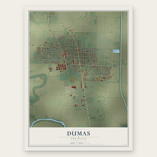 Dumas, Arkansas map print, the full design