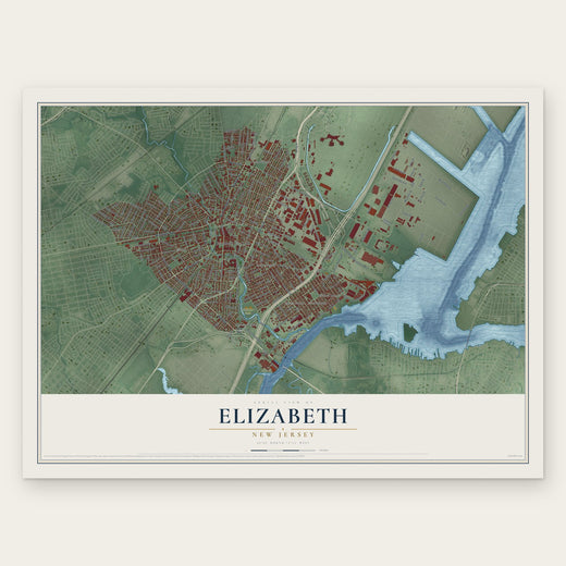 Elizabeth, New Jersey map print, the full design