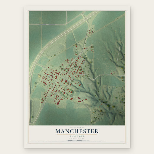 Manchester, Illinois map print, the full design