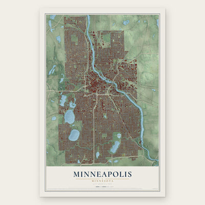 Minneapolis, Minnesota map print, the full design