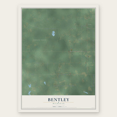 Bentley, Michigan map print, the full design