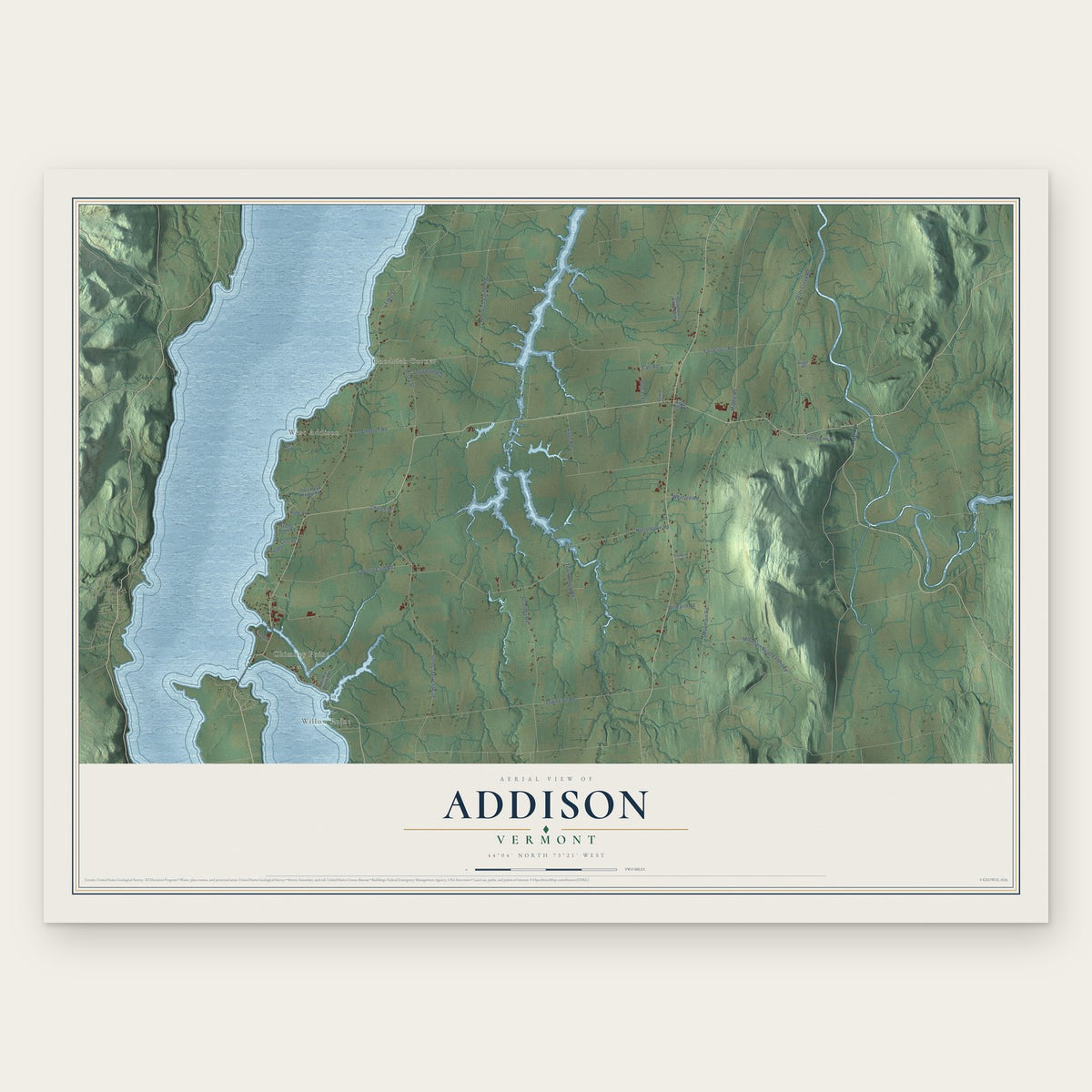 Addison, Vermont map print, the full design