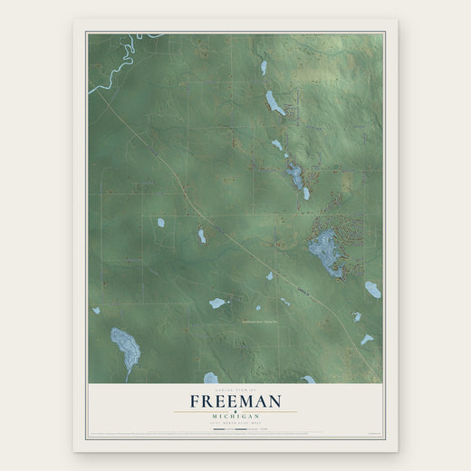 Freeman, Michigan map print, the full design