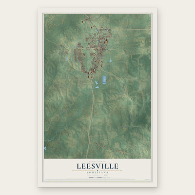 Leesville, Louisiana map print, the full design