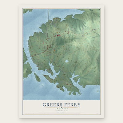 Greers Ferry, Arkansas map print, the full design