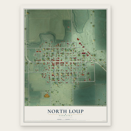 North Loup, Nebraska map print, the full design