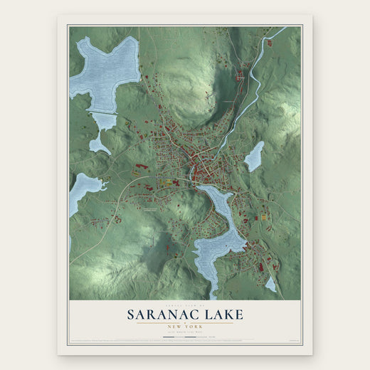 Saranac Lake, New York map print, the full design