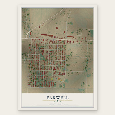 Farwell, Texas map print, the full design
