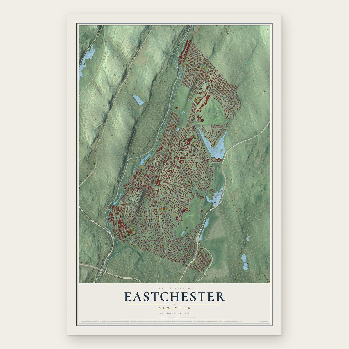 Eastchester, New York map print, the full design