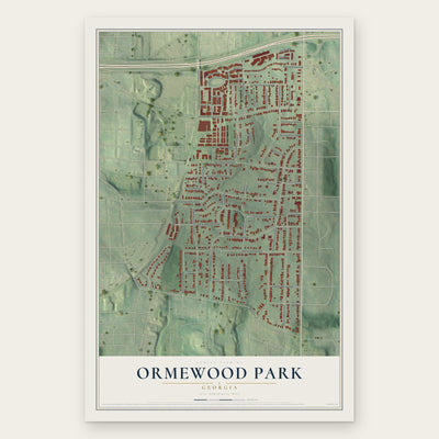 Ormewood Park, Georgia map print, the full design