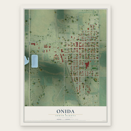 Onida, South Dakota map print, the full design
