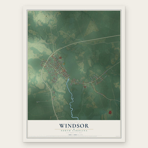 Windsor, North Carolina map print, the full design