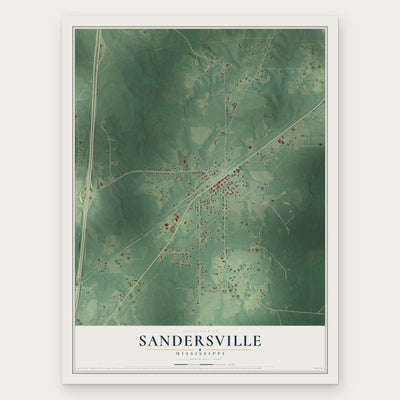 Sandersville, Mississippi map print, the full design
