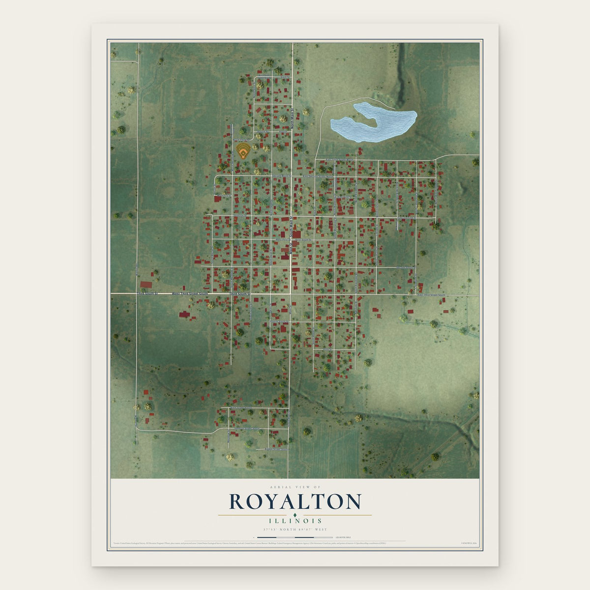 Royalton, Illinois map print, the full design
