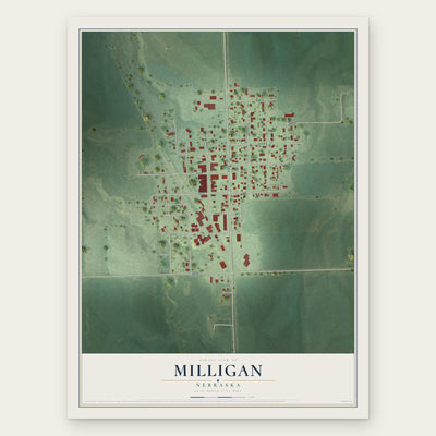 Milligan, Nebraska map print, the full design