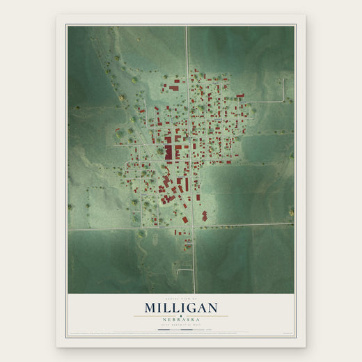 Milligan, Nebraska map print, the full design