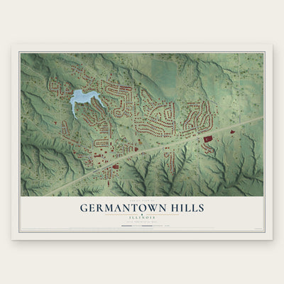 Germantown Hills, Illinois map print, the full design