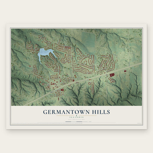 Germantown Hills, Illinois map print, the full design