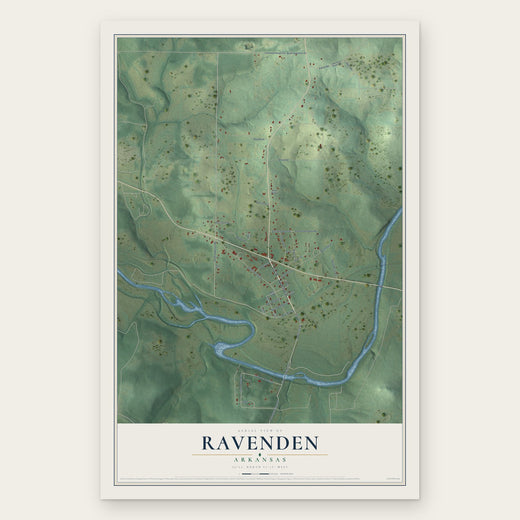 Ravenden, Arkansas map print, the full design