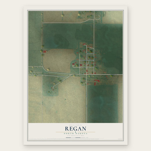 Regan, North Dakota map print, the full design