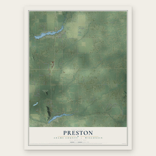 Preston, Adams County, Wisconsin map print, the full design