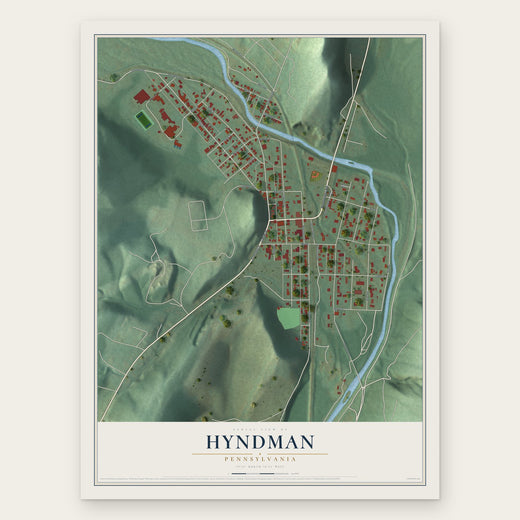 Hyndman, Pennsylvania map print, the full design