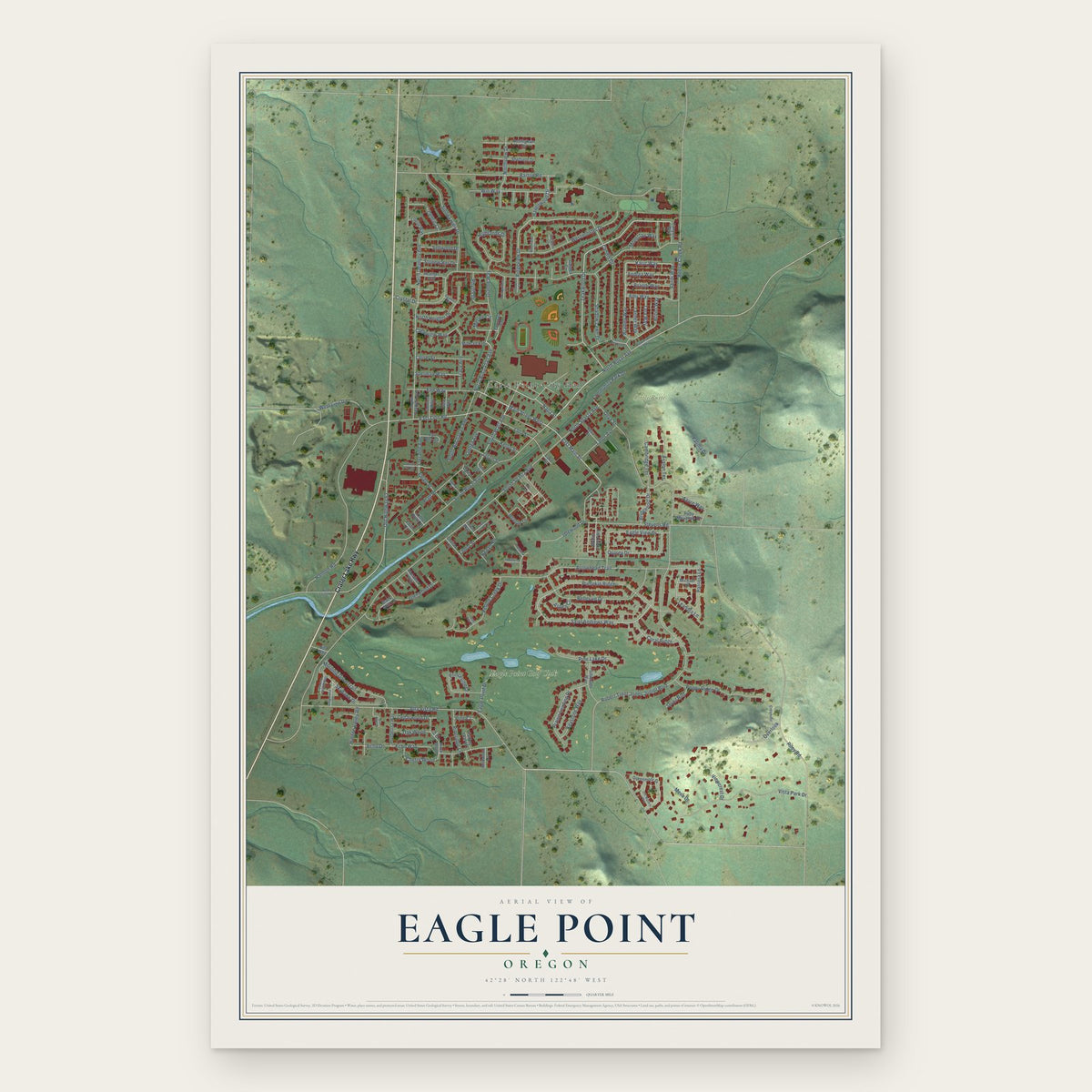 Eagle Point, Oregon map print, the full design
