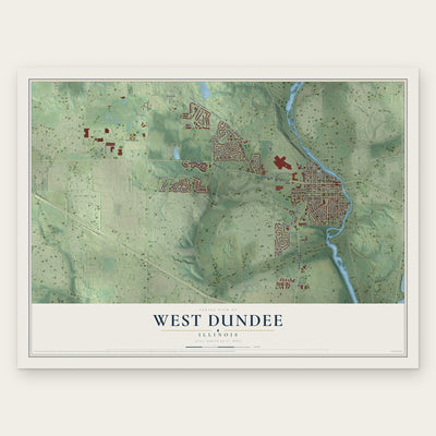 West Dundee, Illinois map print, the full design