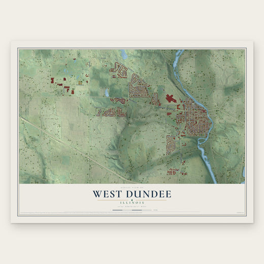West Dundee, Illinois map print, the full design