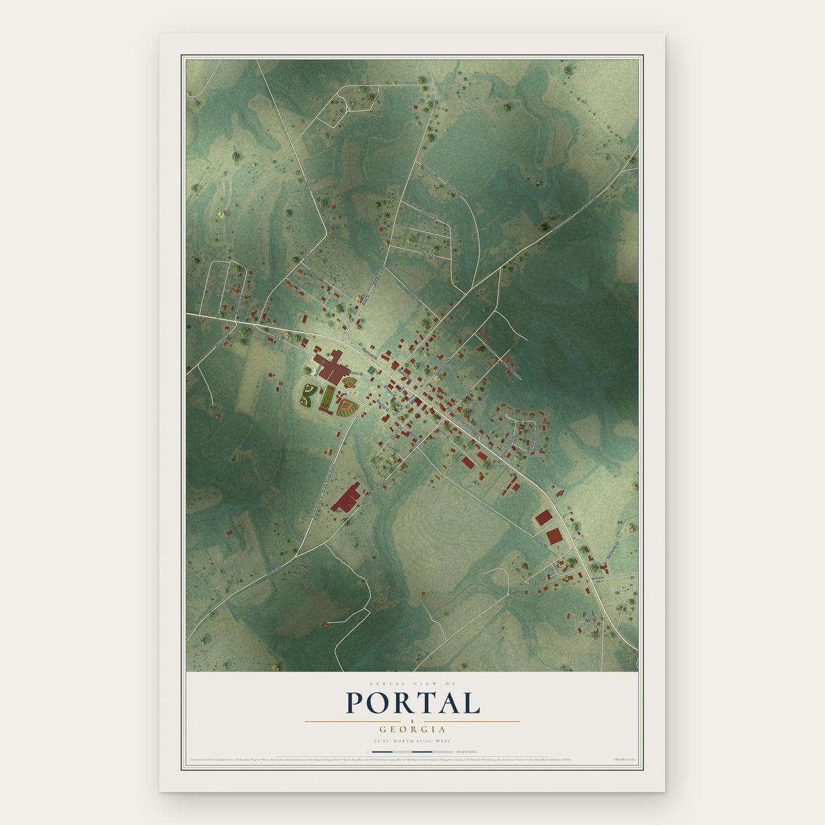 Portal, Georgia map print, the full design