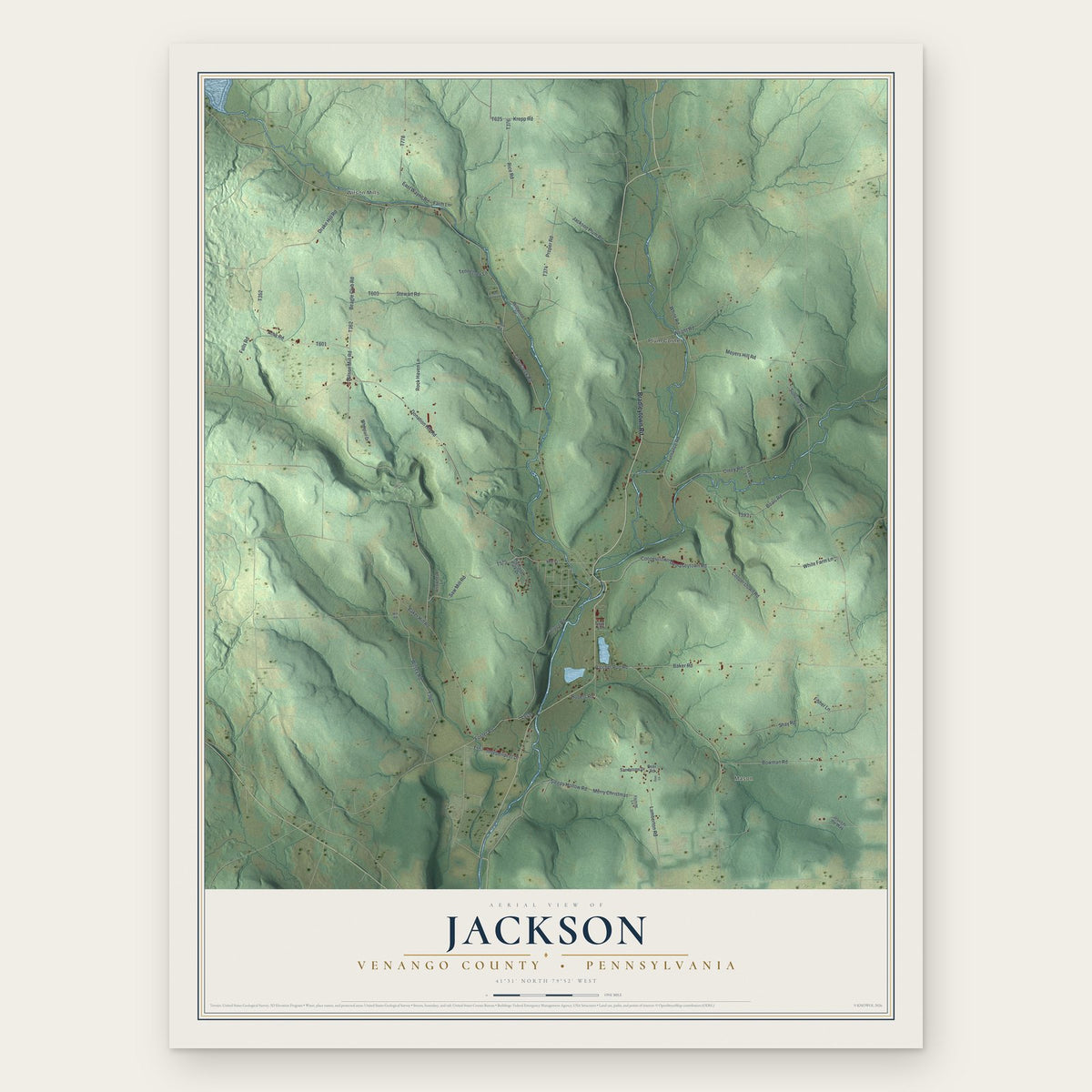 Jackson, Venango County, Pennsylvania map print, the full design