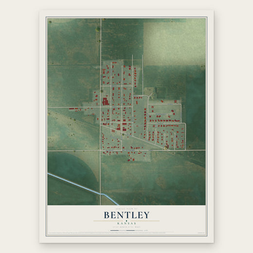Bentley, Kansas map print, the full design
