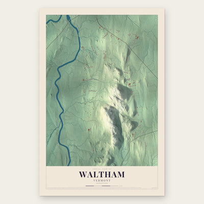 Waltham, Vermont map print, the full design