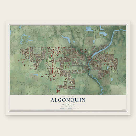 Algonquin, Illinois map print, the full design