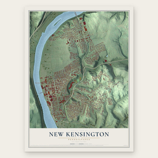 New Kensington, Pennsylvania map print, the full design