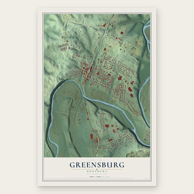 Greensburg, Kentucky map print, the full design