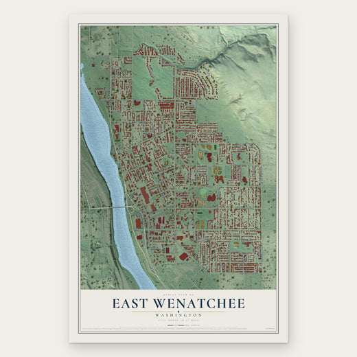 East Wenatchee, Washington map print, the full design