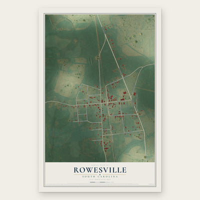 Rowesville, South Carolina map print, the full design