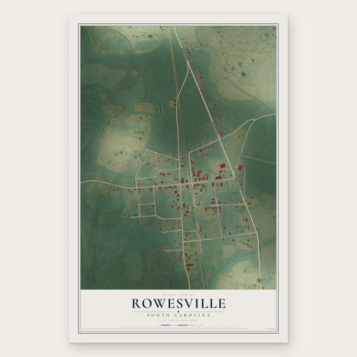 Rowesville, South Carolina map print, the full design