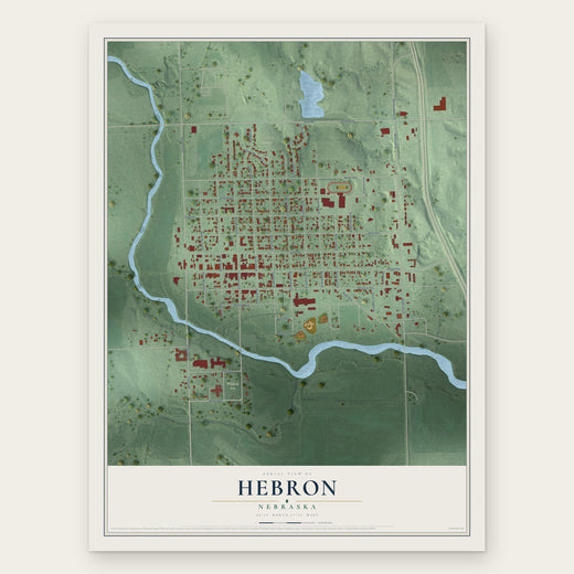 Hebron, Nebraska map print, the full design