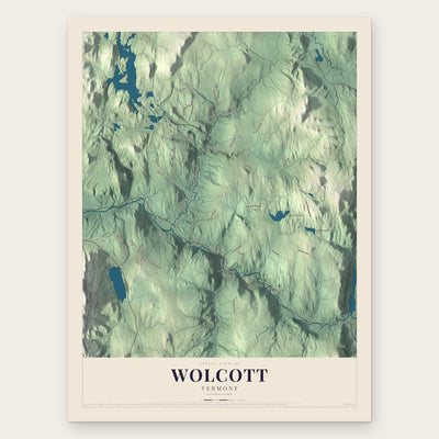 Wolcott, Vermont map print, the full design