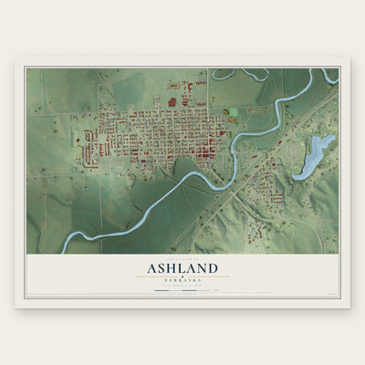 Ashland, Nebraska map print, the full design