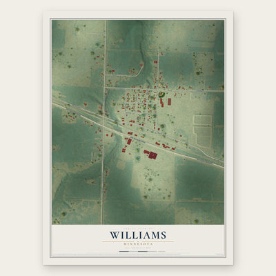 Williams, Minnesota map print, the full design