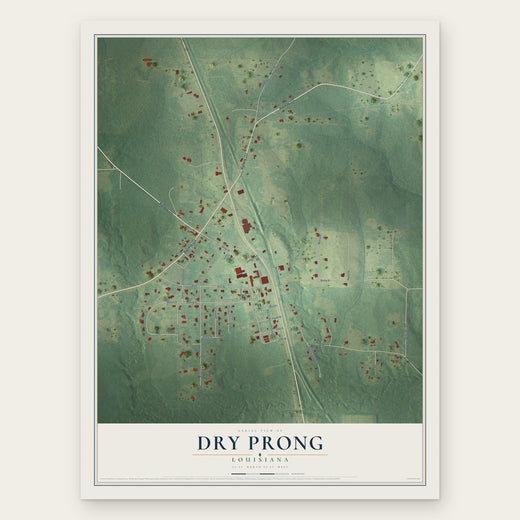 Dry Prong, Louisiana map print, the full design