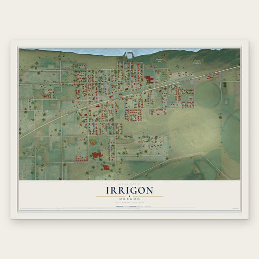 Irrigon, Oregon map print, the full design